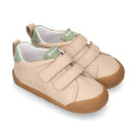 BLANDITOS kids school sneakers laceless in ivory nappa leather.