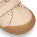 BLANDITOS kids school sneakers laceless in ivory nappa leather.