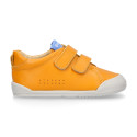 BLANDITOS kids school sneakers laceless in yolk color nappa leather.