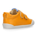 BLANDITOS kids school sneakers laceless in yolk color nappa leather.