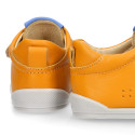 BLANDITOS kids school sneakers laceless in yolk color nappa leather.