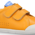 BLANDITOS kids school sneakers laceless in yolk color nappa leather.