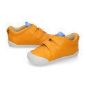 BLANDITOS kids school sneakers laceless in yolk color nappa leather.