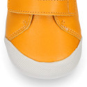 BLANDITOS kids school sneakers laceless in yolk color nappa leather.