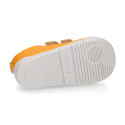 BLANDITOS kids school sneakers laceless in yolk color nappa leather.