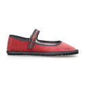 FASHION VELVET stylized Girl Mary Jane shoes with buckle and clip fastening.