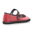 FASHION VELVET stylized Girl Mary Jane shoes with buckle and clip fastening.