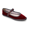 FASHION VELVET stylized Girl Mary Jane shoes with buckle and clip fastening.