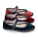 FASHION VELVET stylized Girl Mary Jane shoes with buckle and clip fastening.