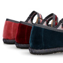 FASHION VELVET stylized Girl Mary Jane shoes with buckle and clip fastening.