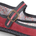 FASHION VELVET stylized Girl Mary Jane shoes with buckle and clip fastening.