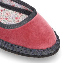 FASHION VELVET stylized Girl Mary Jane shoes with buckle and clip fastening.