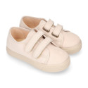 Autumn winter canvas OKAA kids tennis shoes to dress laceless.