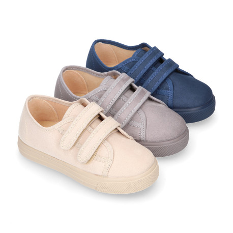 Autumn winter canvas OKAA kids tennis shoes to dress laceless.