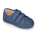 Autumn winter canvas OKAA kids tennis shoes to dress laceless.