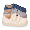 Autumn winter canvas OKAA kids tennis shoes to dress laceless.