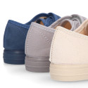 Autumn winter canvas OKAA kids tennis shoes to dress laceless.