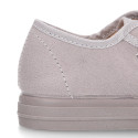 Autumn winter canvas OKAA kids tennis shoes to dress laceless.