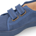 Autumn winter canvas OKAA kids tennis shoes to dress laceless.