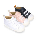 BLANDITOS kids ankle sneakers laceless in nappa leather.