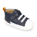 BLANDITOS kids ankle sneakers laceless in nappa leather.