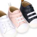 BLANDITOS kids ankle sneakers laceless in nappa leather.