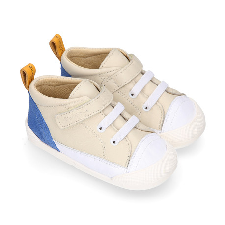 BLANDITOS kids ankle sneakers laceless in soft nappa leather.