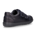 Washable leather kids School sport shoes Blucher style laceless and with reinforced toe cap.