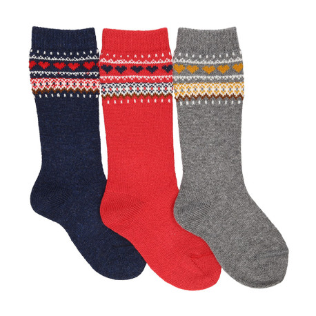 CHILDREN´S NORDIC BORDER EMBROIDERY KNEE-HIGH WARM SOCKS BY CONDOR.