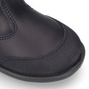 Washable leather kids School boot shoes with reinforced toe cap.