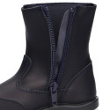 Washable leather kids School boot shoes with reinforced toe cap.