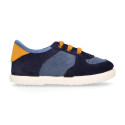 Kids suede leather CASUAL Sneaker shoes with laces.