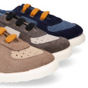 Kids suede leather CASUAL Sneaker shoes with laces.