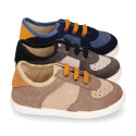 Kids suede leather CASUAL Sneaker shoes with laces.