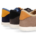 Kids suede leather CASUAL Sneaker shoes with laces.