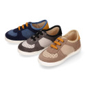 Kids suede leather CASUAL Sneaker shoes with laces.