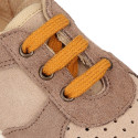 Kids suede leather CASUAL Sneaker shoes with laces.