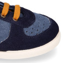 Kids suede leather CASUAL Sneaker shoes with laces.