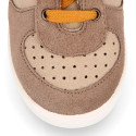 Kids suede leather CASUAL Sneaker shoes with laces.