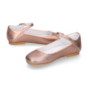 PINK GOLD color soft leather girl halter Mary Jane shoes with buckle fastening.