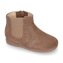 SUPER FLEXIBLE Kids Ankle boot shoes with zipper closure and elastic band in suede leather.