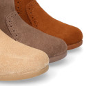 SUPER FLEXIBLE Kids Ankle boot shoes with zipper closure and elastic band in suede leather.