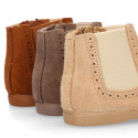 SUPER FLEXIBLE Kids Ankle boot shoes with zipper closure and elastic band in suede leather.