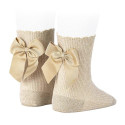 CHILDREN´S FINE RIB BRIGHT SHORT SOCKS WITH BACK GROSGRAIN BOW BY CONDOR.