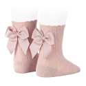 CHILDREN´S FINE RIB BRIGHT SHORT SOCKS WITH BACK GROSGRAIN BOW BY CONDOR.