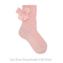 CHILDREN´S FINE RIB BRIGHT SHORT SOCKS WITH BACK GROSGRAIN BOW BY CONDOR.