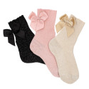 CHILDREN´S FINE RIB BRIGHT SHORT SOCKS WITH BACK GROSGRAIN BOW BY CONDOR.