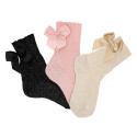 CHILDREN´S FINE RIB BRIGHT SHORT SOCKS WITH BACK GROSGRAIN BOW BY CONDOR.