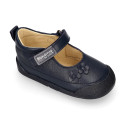 BLANDITOS Girl Mary Jane shoes with flower design in nappa leather.