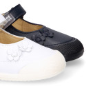 BLANDITOS Girl Mary Jane shoes with flower design in nappa leather.